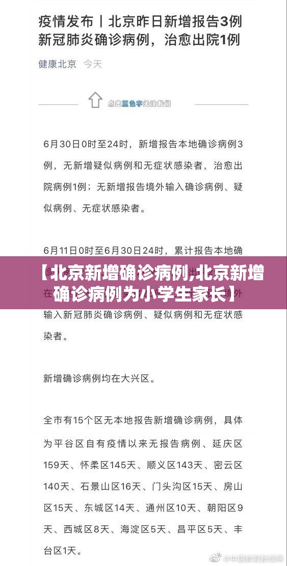 【北京新增确诊病例,北京新增确诊病例为小学生家长】