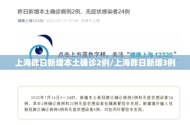 上海昨日新增本土确诊2例/上海昨日新增3例 上海昨日新增本土确诊2例/上海昨日新增3例