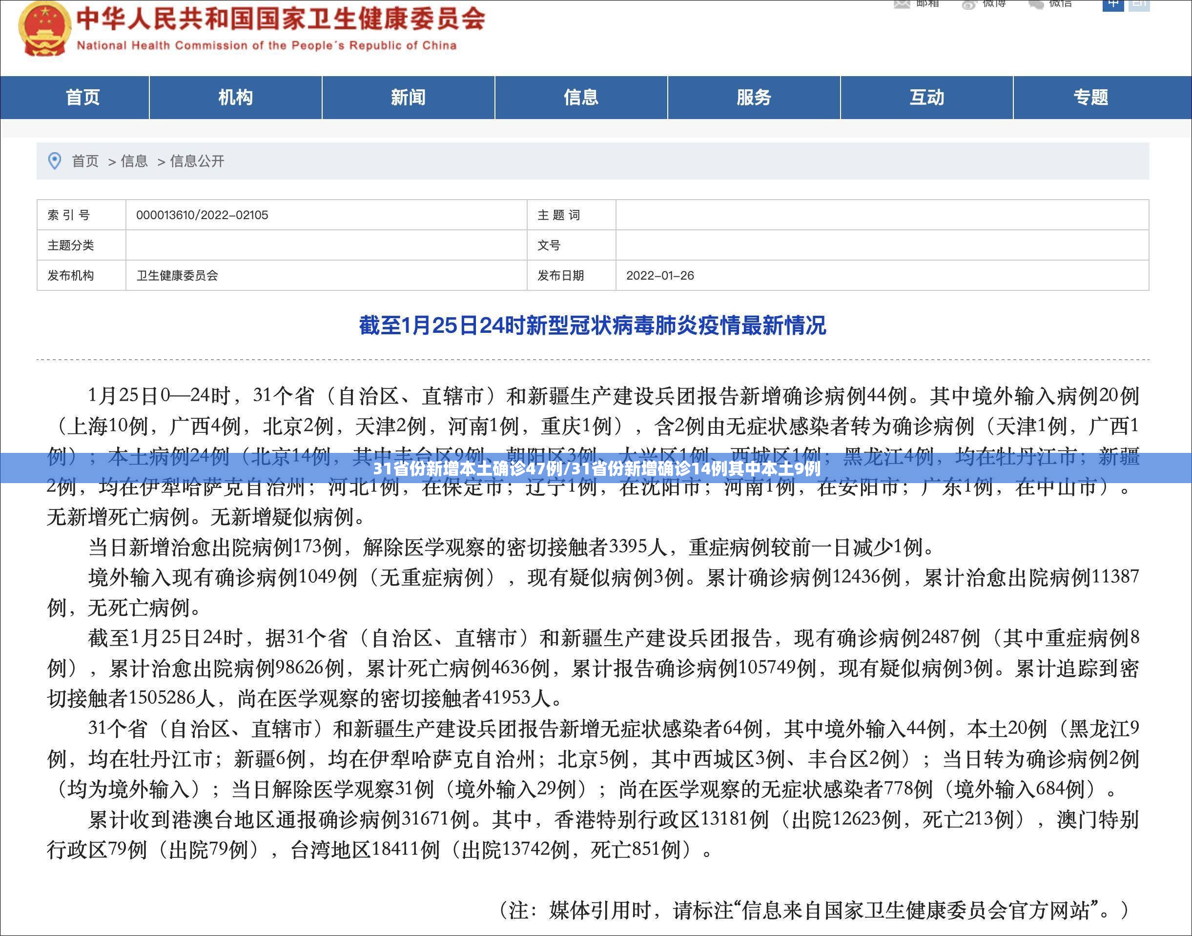 31省份新增本土确诊47例/31省份新增确诊14例其中本土9例
