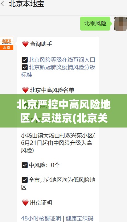 北京严控中高风险地区人员进京(北京关于中高风险地区出入规定)