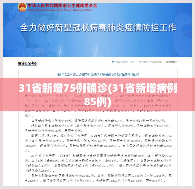 31省新增75例确诊(31省新增病例85例)