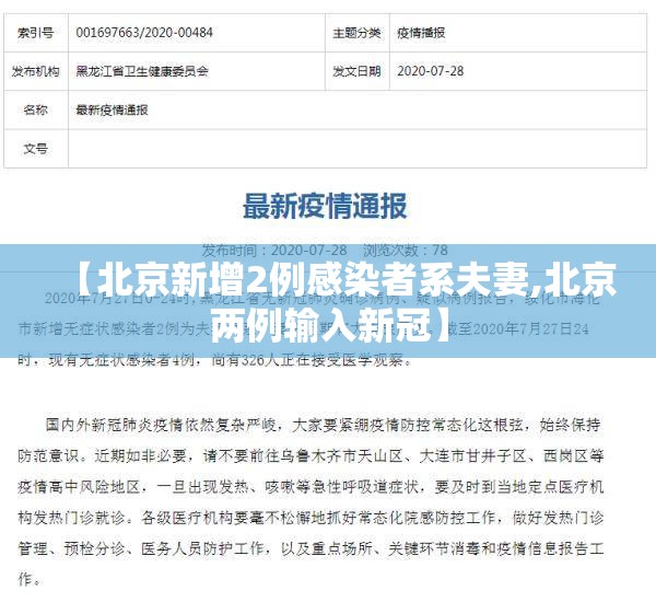 【北京新增2例感染者系夫妻,北京两例输入新冠】 【北京新增2例感染者系夫妻,北京两例输入新冠】