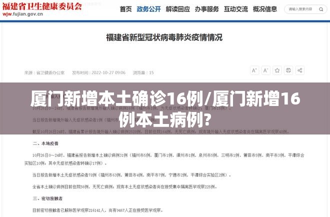 厦门新增本土确诊16例/厦门新增16例本土病例?