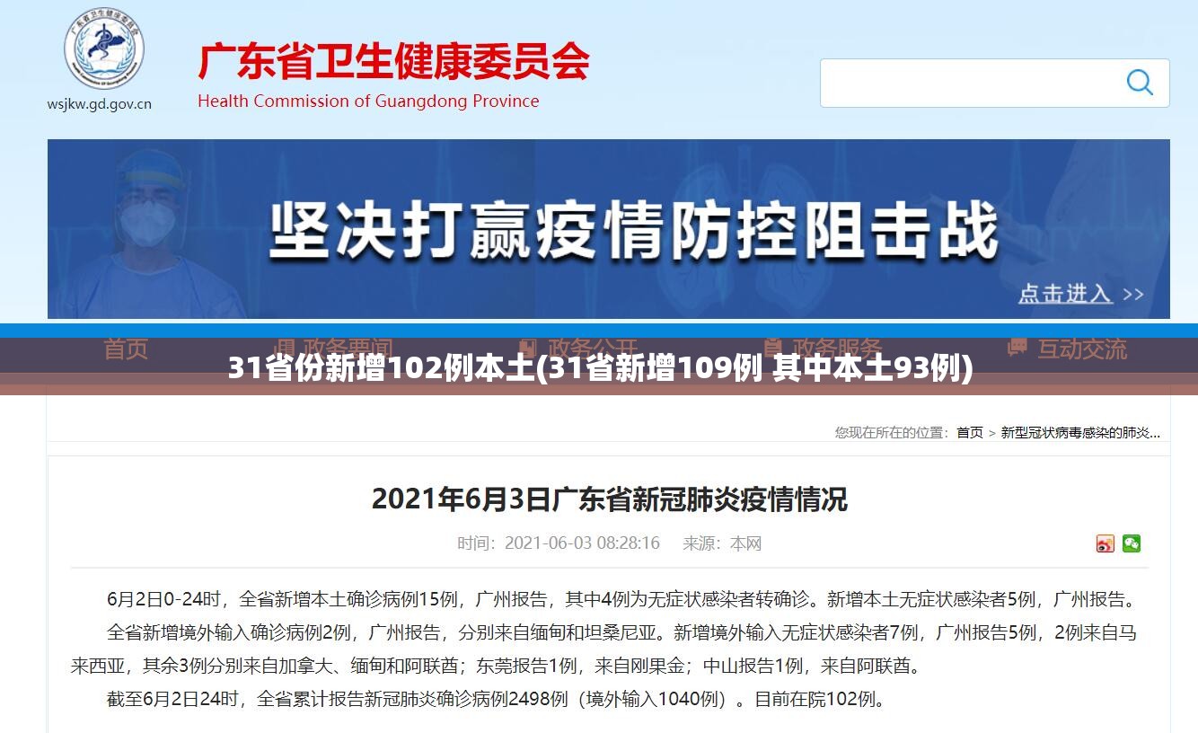 31省份新增102例本土(31省新增109例 其中本土93例)
