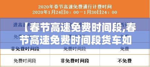 【春节高速免费时间段,春节高速免费时间段货车如何交费的】