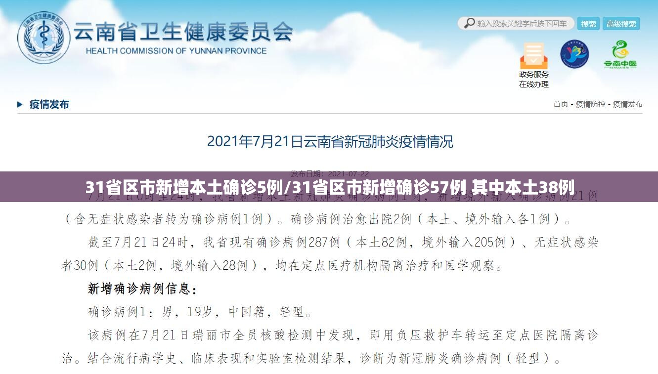 31省区市新增本土确诊5例/31省区市新增确诊57例 其中本土38例