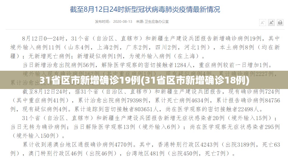 31省区市新增确诊19例(31省区市新增确诊18例) 31省区市新增确诊19例(31省区市新增确诊18例)
