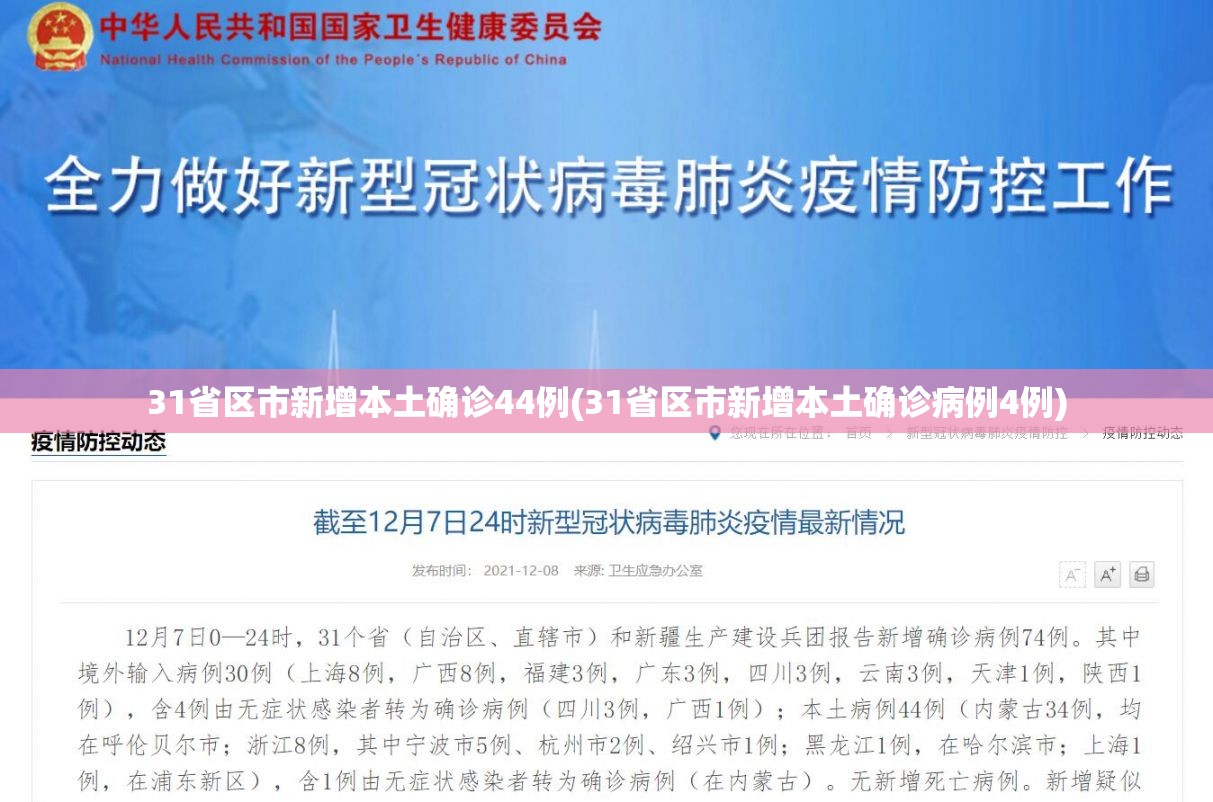 31省区市新增本土确诊44例(31省区市新增本土确诊病例4例)