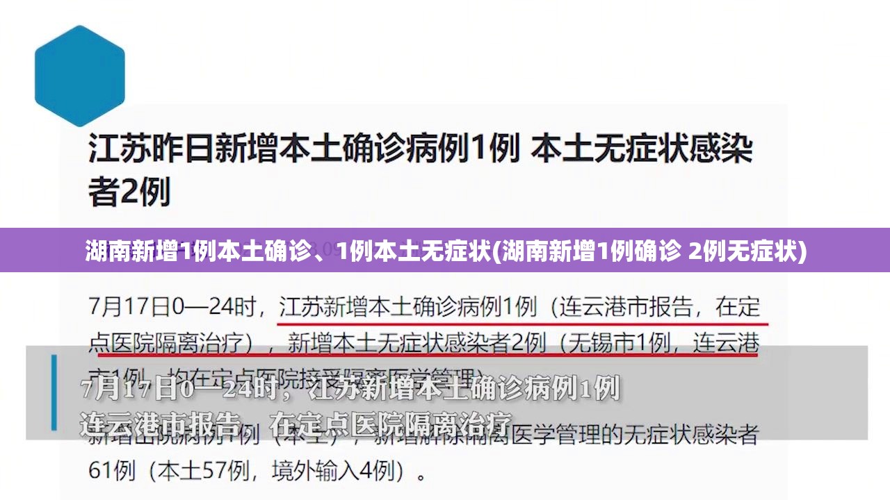 湖南新增1例本土确诊、1例本土无症状(湖南新增1例确诊 2例无症状)