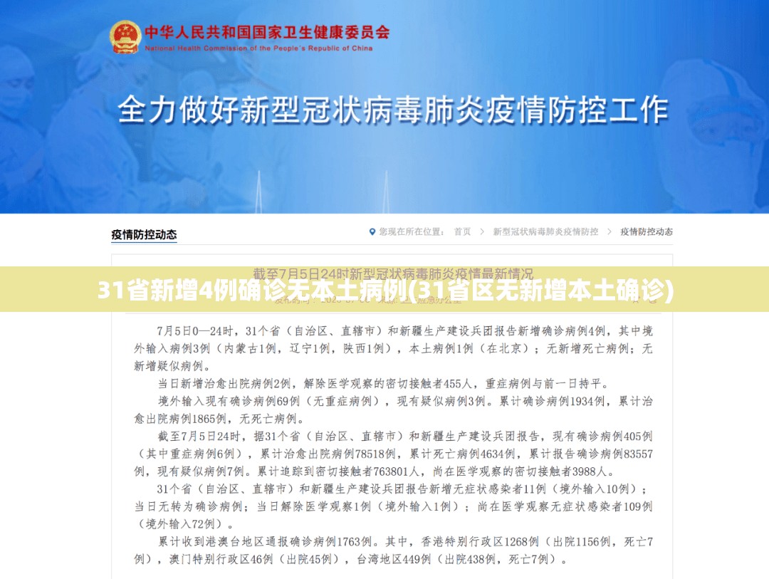 31省新增4例确诊无本土病例(31省区无新增本土确诊) 31省新增4例确诊无本土病例(31省区无新增本土确诊)