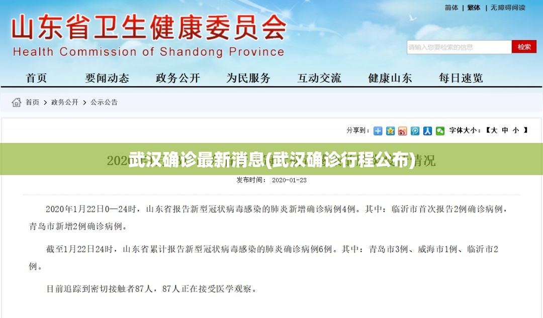 武汉确诊最新消息(武汉确诊行程公布)