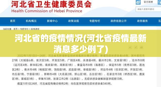 河北省的疫情情况(河北省疫情最新消息多少例了)