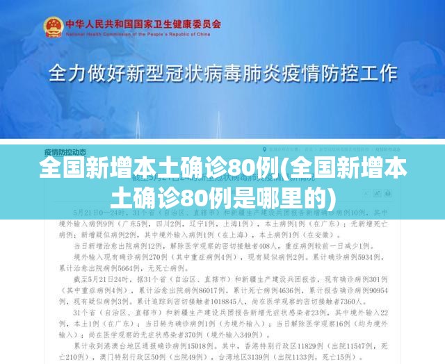 全国新增本土确诊80例(全国新增本土确诊80例是哪里的) 全国新增本土确诊80例(全国新增本土确诊80例是哪里的)