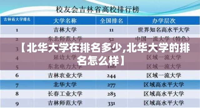 【北华大学在排名多少,北华大学的排名怎么样】