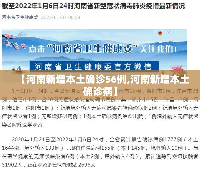 【河南新增本土确诊56例,河南新增本土确诊病】