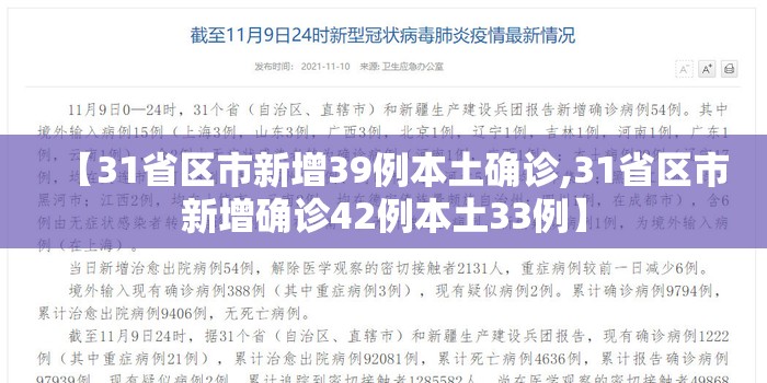 【31省区市新增39例本土确诊,31省区市新增确诊42例本土33例】