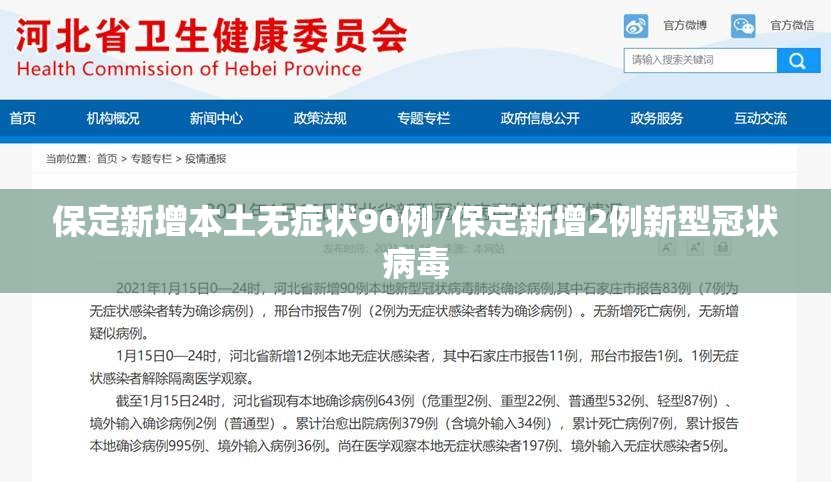 保定新增本土无症状90例/保定新增2例新型冠状病毒