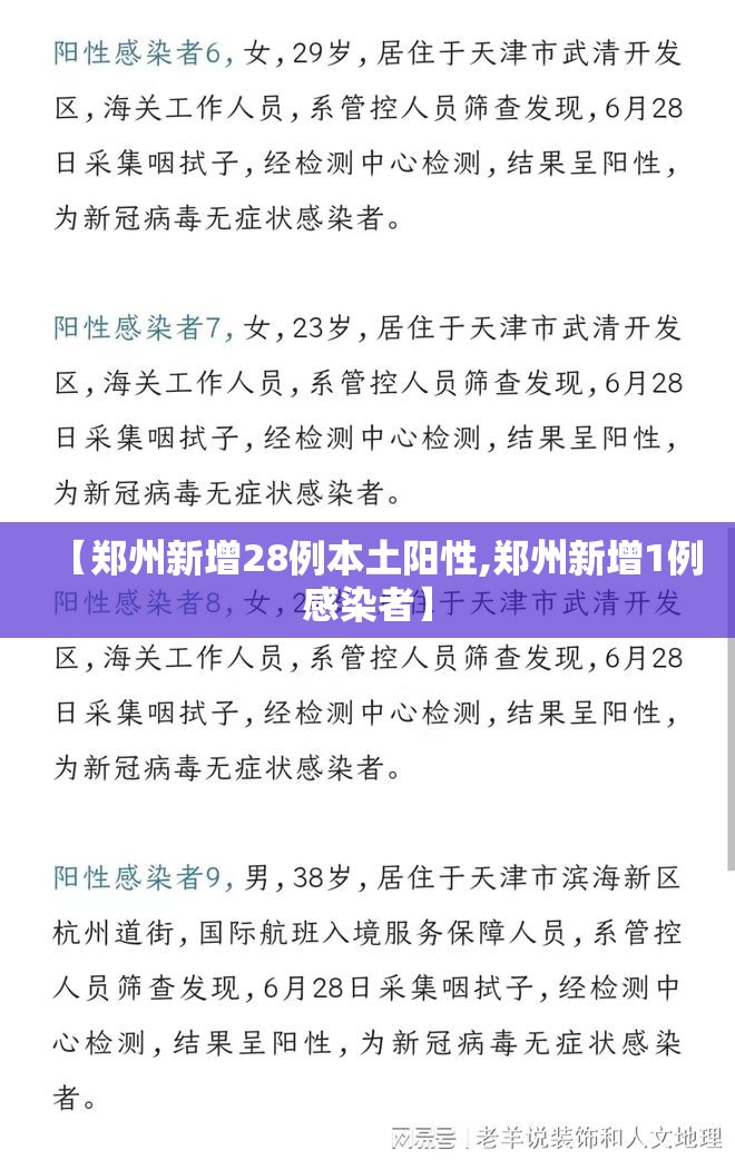【郑州新增28例本土阳性,郑州新增1例感染者】