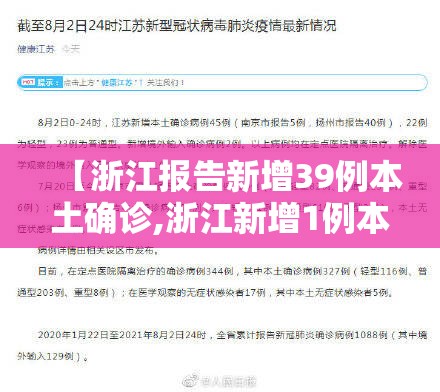 【浙江报告新增39例本土确诊,浙江新增1例本土确诊】