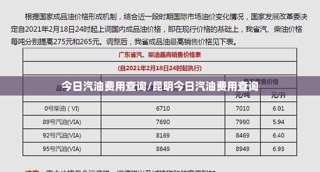 今日汽油费用查询/昆明今日汽油费用查询