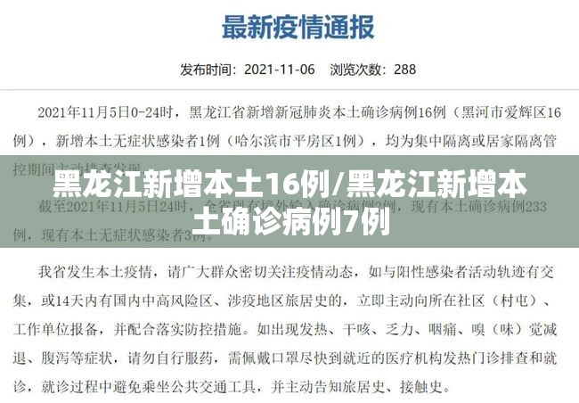 黑龙江新增本土16例/黑龙江新增本土确诊病例7例