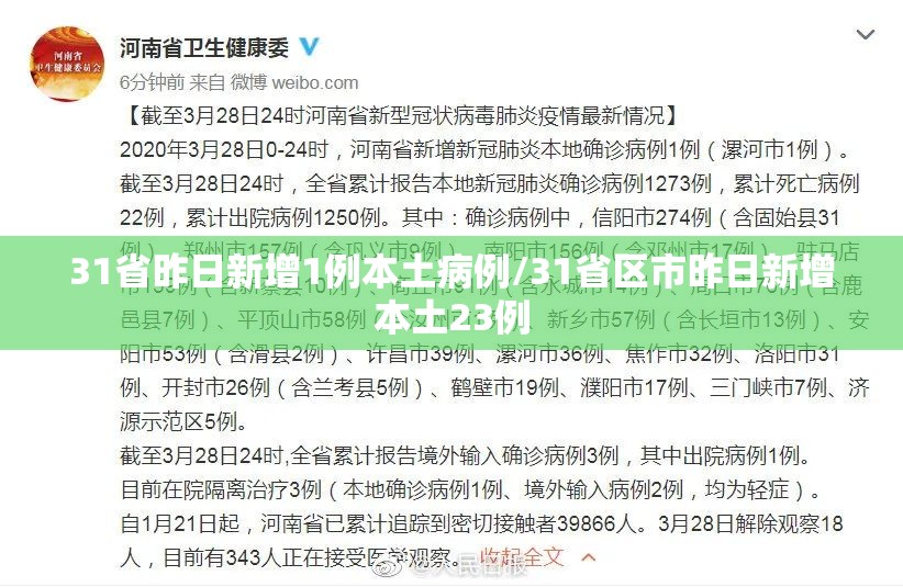 31省昨日新增1例本土病例/31省区市昨日新增本土23例