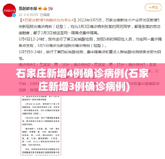石家庄新增4例确诊病例(石家 庄新增3例确诊病例)