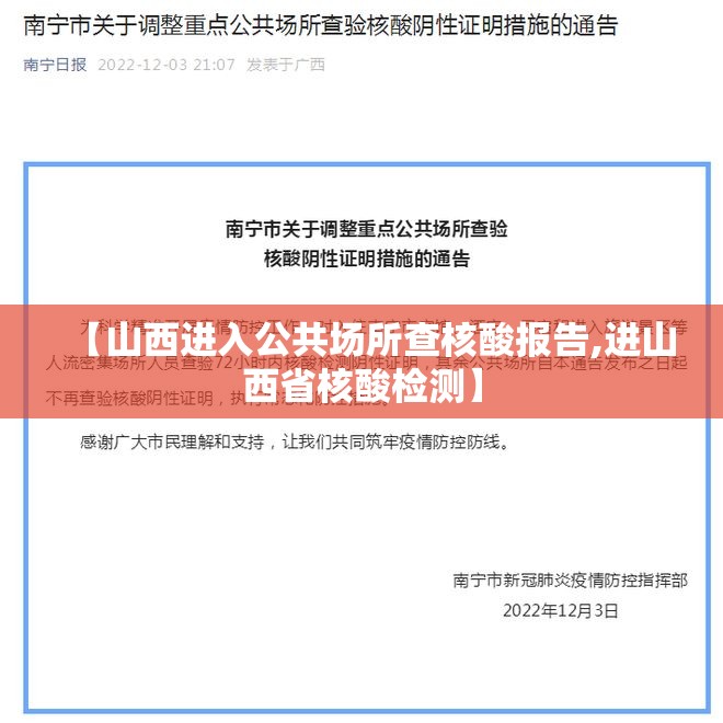 【山西进入公共场所查核酸报告,进山西省核酸检测】