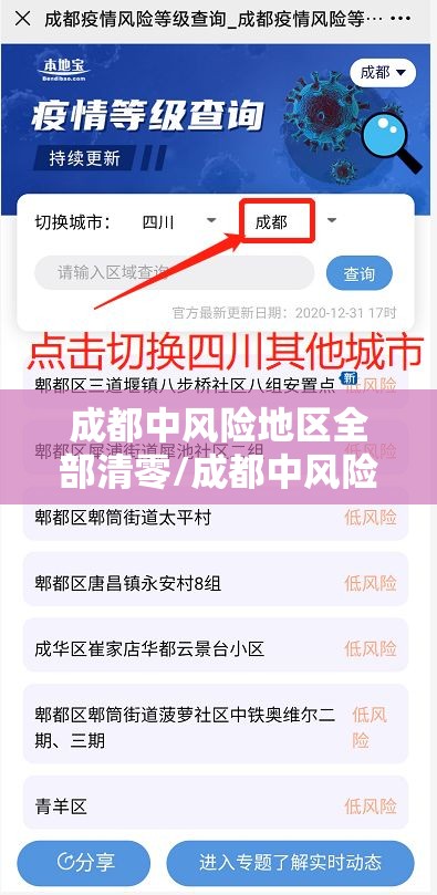 成都中风险地区全部清零/成都中风险地区增至3个