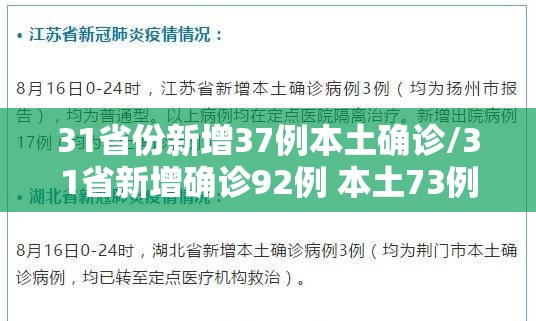 31省份新增37例本土确诊/31省新增确诊92例 本土73例