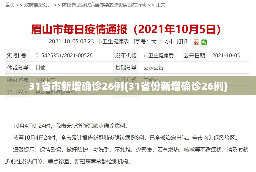 31省市新增确诊26例(31省份新增确诊26例)