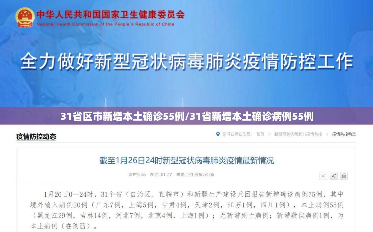 31省区市新增本土确诊55例/31省新增本土确诊病例55例