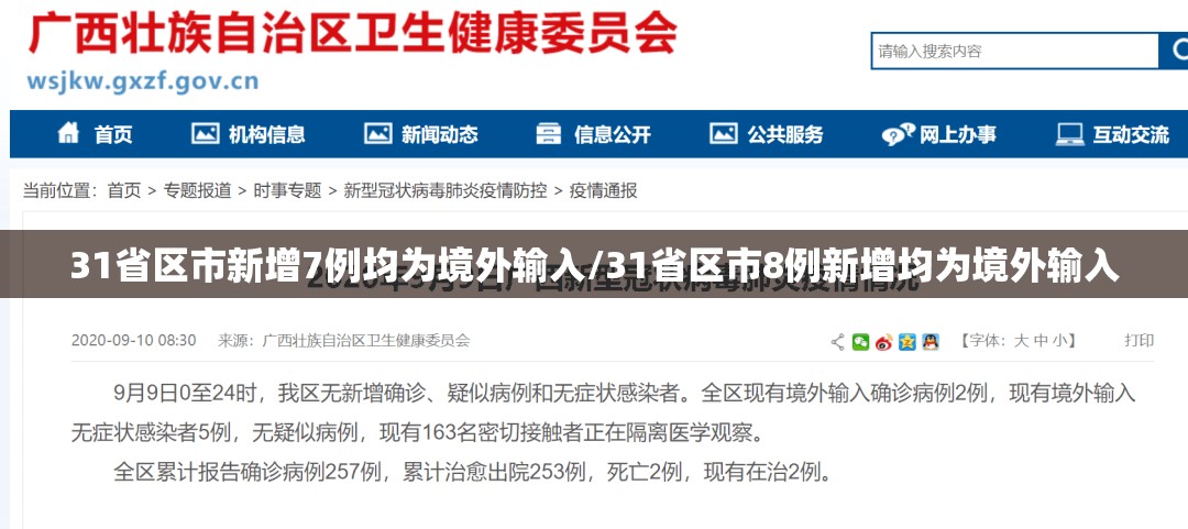 31省区市新增7例均为境外输入/31省区市8例新增均为境外输入