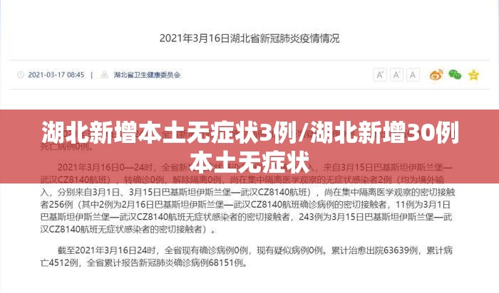 湖北新增本土无症状3例/湖北新增30例本土无症状 湖北新增本土无症状3例/湖北新增30例本土无症状
