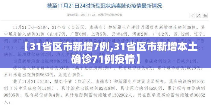【31省区市新增7例,31省区市新增本土确诊71例疫情】