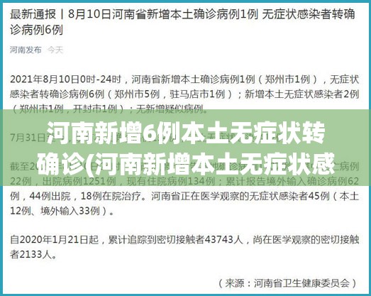 河南新增6例本土无症状转确诊(河南新增本土无症状感染者) 河南新增6例本土无症状转确诊(河南新增本土无症状感染者)