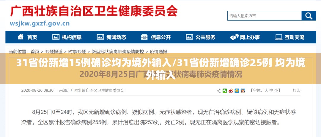 31省份新增15例确诊均为境外输入/31省份新增确诊25例 均为境外输入