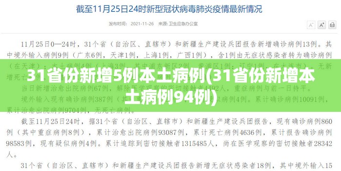 31省份新增5例本土病例(31省份新增本土病例94例)