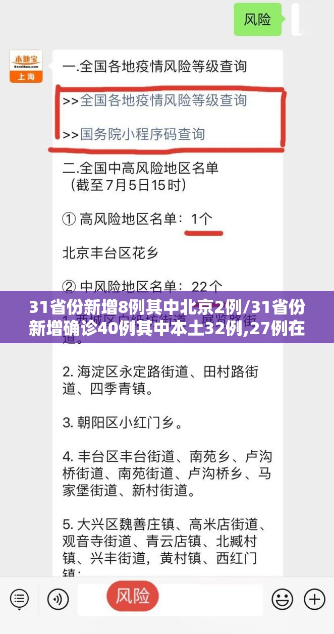 31省份新增8例其中北京2例/31省份新增确诊40例其中本土32例,27例在北京