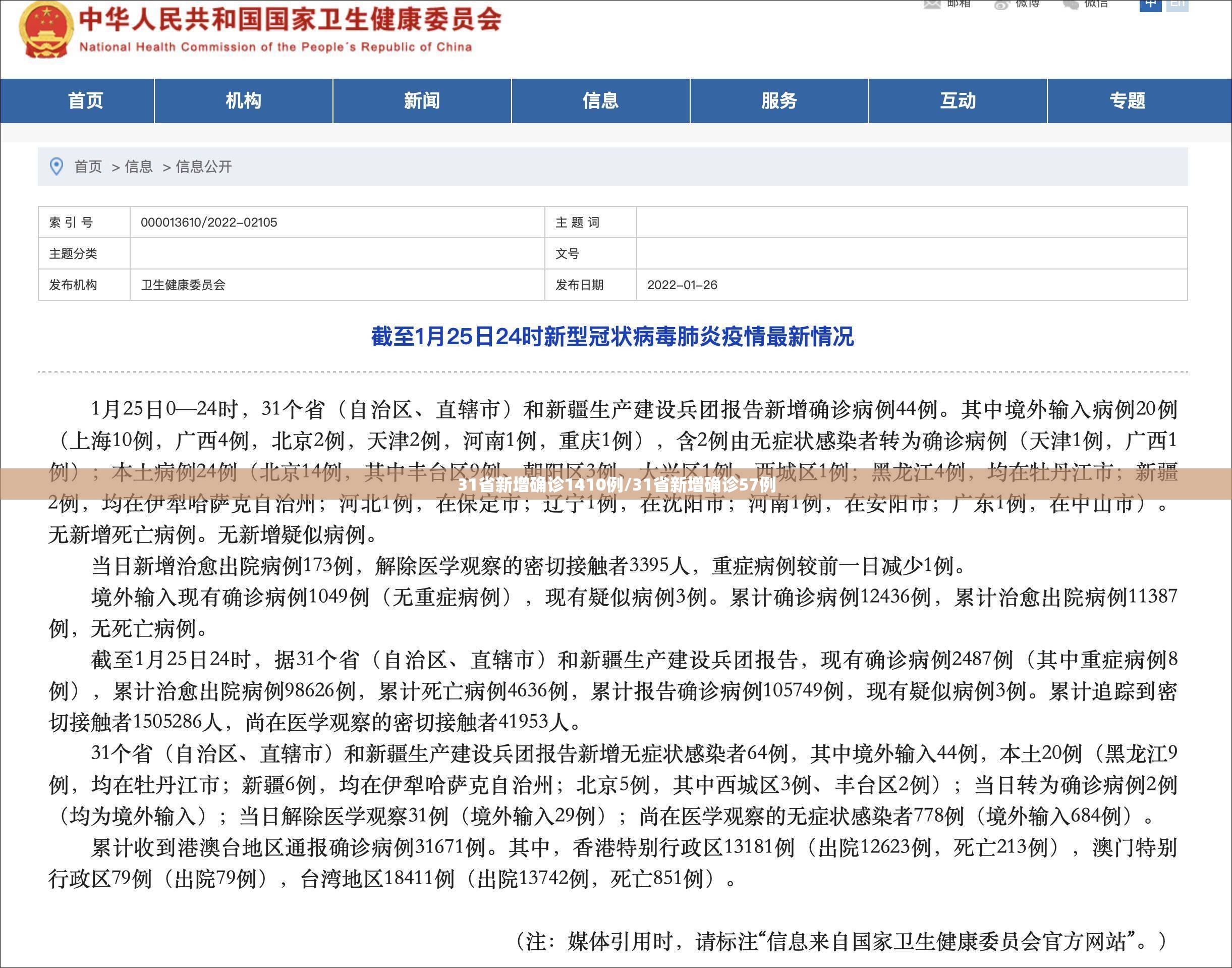 31省新增确诊1410例/31省新增确诊57例 31省新增确诊1410例/31省新增确诊57例