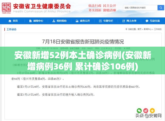 安徽新增52例本土确诊病例(安徽新增病例36例 累计确诊106例)