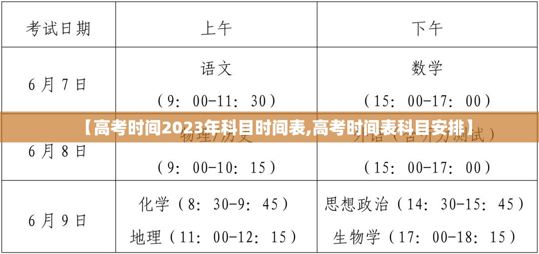 【高考时间2023年科目时间表,高考时间表科目安排】 【高考时间2023年科目时间表,高考时间表科目安排】