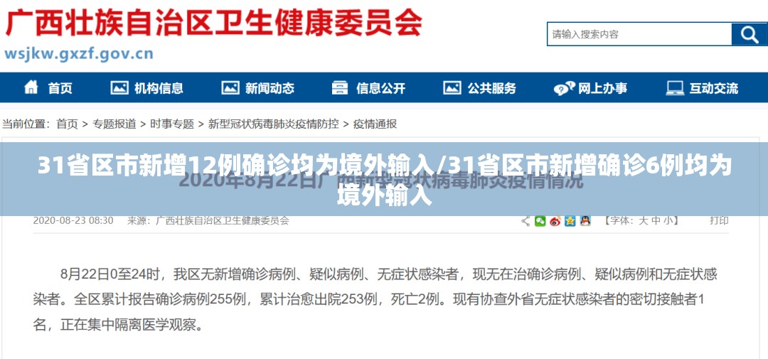 31省区市新增12例确诊均为境外输入/31省区市新增确诊6例均为境外输入