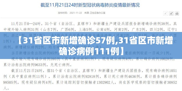 【31省区市新增确诊57例,31省区市新增确诊病例111例】