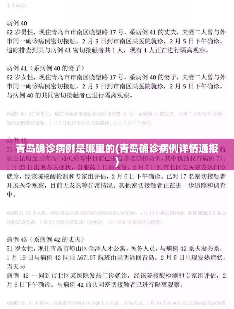 青岛确诊病例是哪里的(青岛确诊病例详情通报)