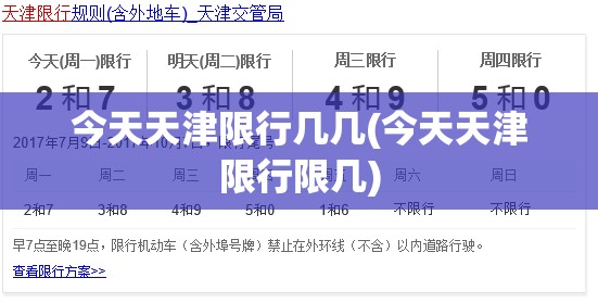 今天天津限行几几(今天天津限行限几) 今天天津限行几几(今天天津限行限几)