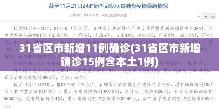31省区市新增11例确诊(31省区市新增确诊15例含本土1例)