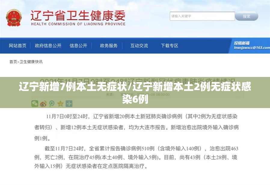 辽宁新增7例本土无症状/辽宁新增本土2例无症状感染6例