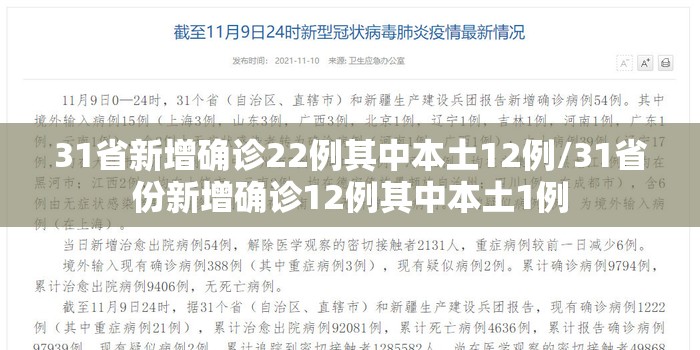 31省新增确诊22例其中本土12例/31省份新增确诊12例其中本土1例