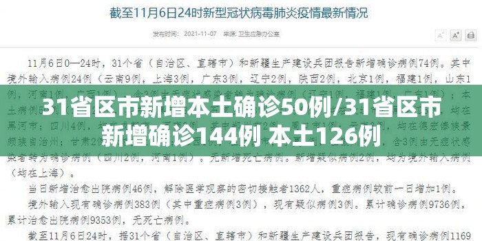 31省区市新增本土确诊50例/31省区市新增确诊144例 本土126例